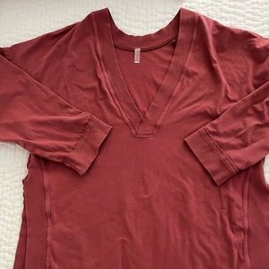 Mauve long sleeved V Neck Top
